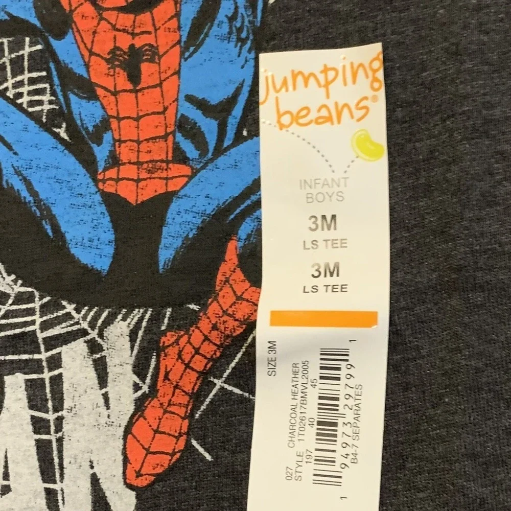 Jumping Beans Boys Marvel Spider Man Graphic Tee 3 Month New with Tags Gray Nice